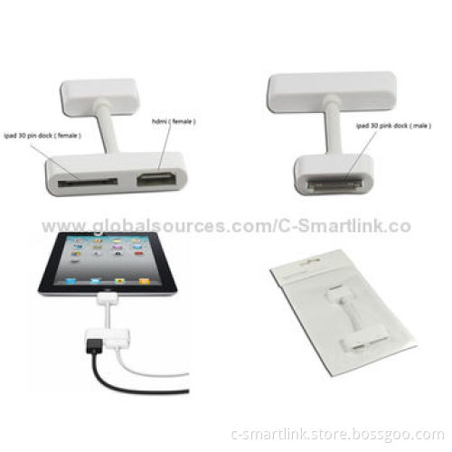 HDMI Adapter for iPad to HDMI Port, Dock 30-pin Male to HDMI Female, 9.5-inch Length, Cracked